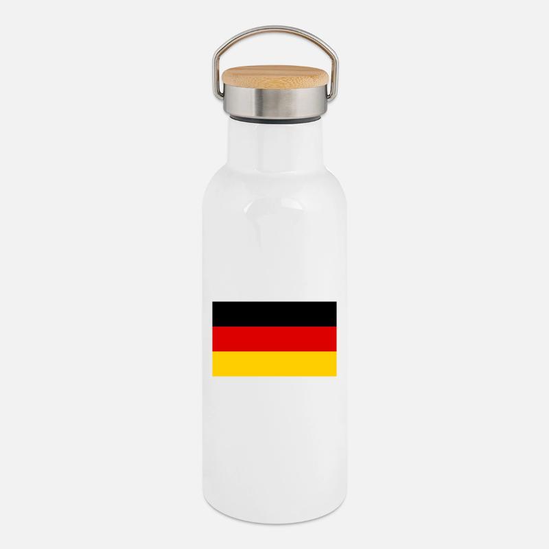 German flag pattern in minimalist design - Thermal Bottle with Bamboo Lid - white