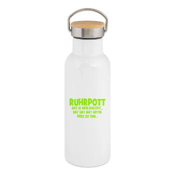 Ruhrpott - Dat hat wat mittn Herz zu tun - Thermosflasche mit Bambusdeckel - Weiß - Rechts