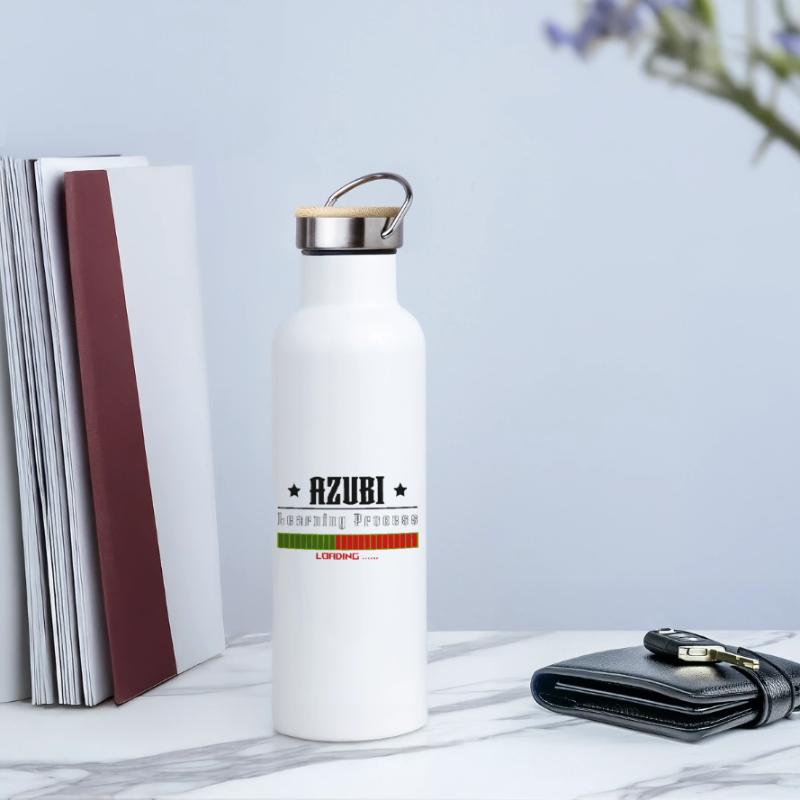 AZUBI learning process loading white tshirt Thermosflasche mit Bambusdeckel