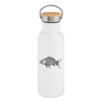 Poisson chemise poisson motif,Cadeau de vêtements de pêche - Gourde isotherme avec bouchon en bambou - blanc - Droite