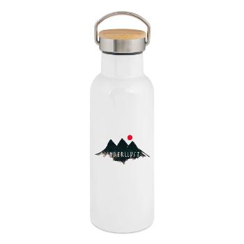 Urban Mountain - Nature Vibes by Free Art - Thermal Bottle with Bamboo Lid - white - Right