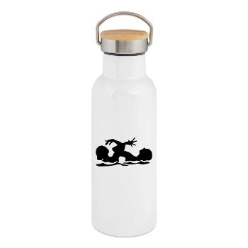Synchronschwimmen - Thermosflasche mit Bambusdeckel - Weiß - Rechts