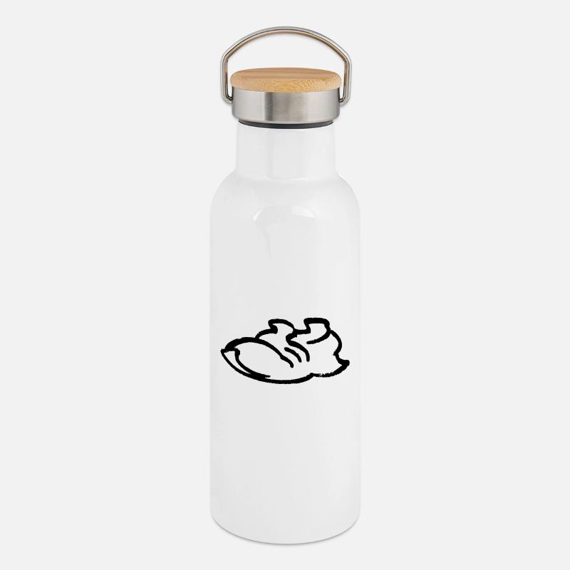Running Shoe Contour - Thermal Bottle with Bamboo Lid - white