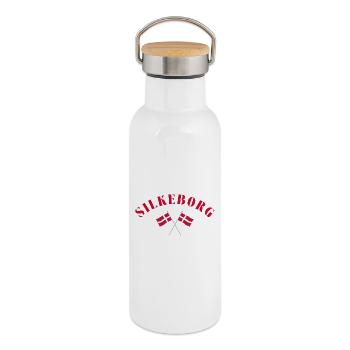 Silkeborg Denmark Flags Design - Thermal Bottle with Bamboo Lid - white - Right