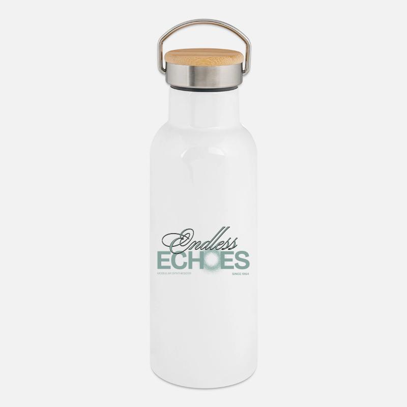 Synthesizer Modular Addicted Endless Echoes - Thermal Bottle with Bamboo Lid - white