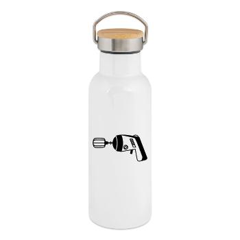 Phaser meets Mixer – Funny Geek & Cook - Gourde isotherme avec bouchon en bambou - blanc - Droite