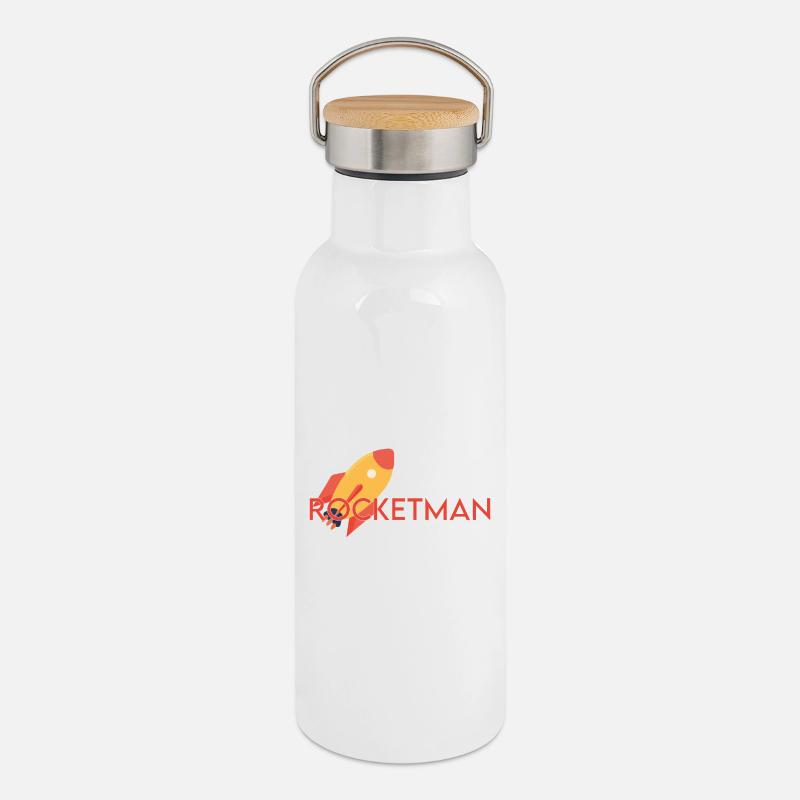 Rocketman - Thermal Bottle with Bamboo Lid - white
