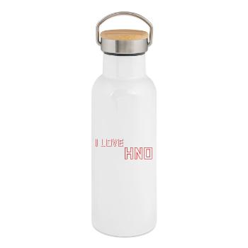 I Love Techno - Thermosflasche mit Bambusdeckel - Weiß - Rechts