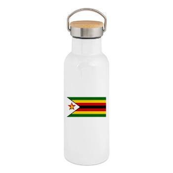 Zimbabwe - Gourde isotherme avec bouchon en bambou - blanc - Droite