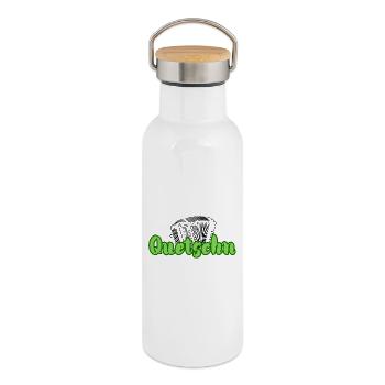 Presse - Gourde isotherme avec bouchon en bambou - blanc - Droite