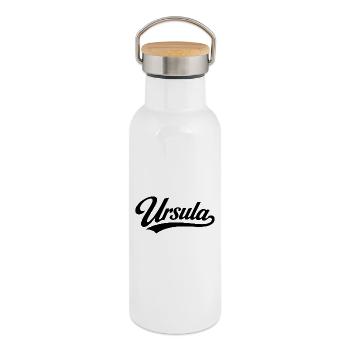 Ursula name first last family - Thermal Bottle with Bamboo Lid - white - Right