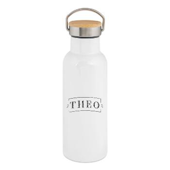 Theo - Thermal Bottle with Bamboo Lid - white - Right