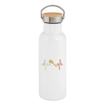 Pinceau de peintre vintage - Gourde isotherme avec bouchon en bambou - blanc - Droite