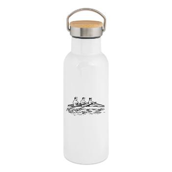 Rowing Team Drawing - Thermal Bottle with Bamboo Lid - white - Right
