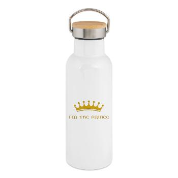 I'm the prince - Thermosflasche mit Bambusdeckel - Weiß - Rechts