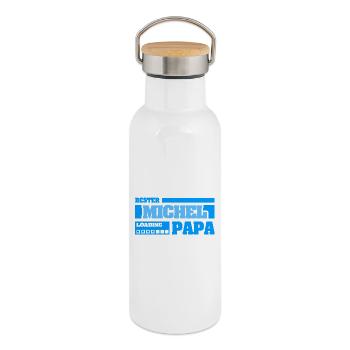 Cadeau pour Michel - Gourde isotherme avec bouchon en bambou - blanc - Droite