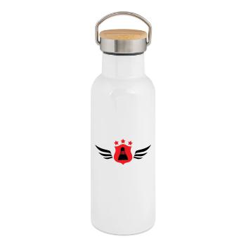 Badminton - Sport - Racket - Thermal Bottle with Bamboo Lid - white - Right