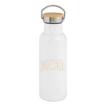 Mom with paw print - Thermal Bottle with Bamboo Lid - white - Right