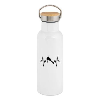 Pinceaux de peintre - Gourde isotherme avec bouchon en bambou - blanc - Droite