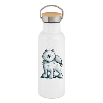 Süßer Samojede - Thermosflasche mit Bambusdeckel - Weiß - Rechts