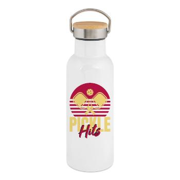 Pickleball Hits - Thermal Bottle with Bamboo Lid - white - Right
