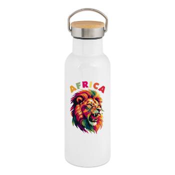 African Lion - Thermal Bottle with Bamboo Lid - white - Right