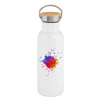 Colorful Paint Splashes - Gradient Watercolor Painting - Thermal Bottle with Bamboo Lid - white - Right