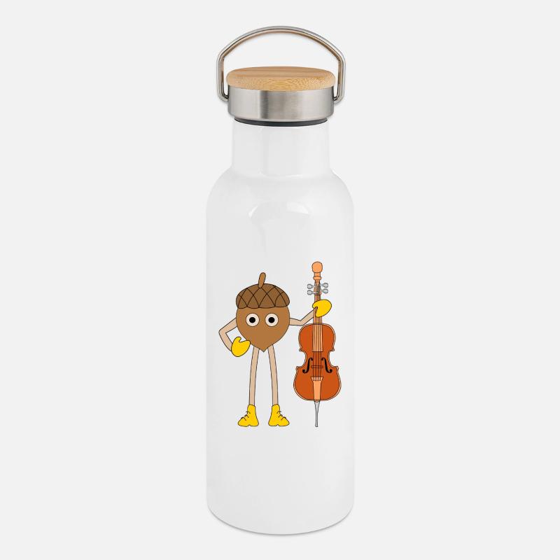 Cello Nut - Thermal Bottle with Bamboo Lid - white