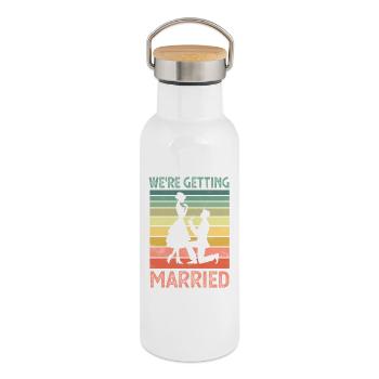 Wedding Marriage - Thermal Bottle with Bamboo Lid - white - Right