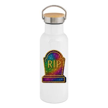 Galactic RIP Tombstone Glitter - Thermal Bottle with Bamboo Lid - white - Right