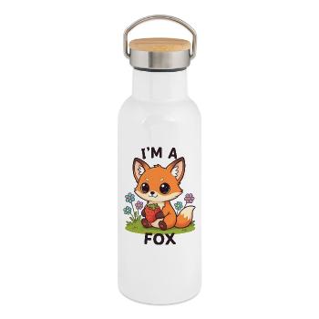 Kuscheliger Erdbeer-Fuchs - Thermosflasche mit Bambusdeckel - Weiß - Rechts