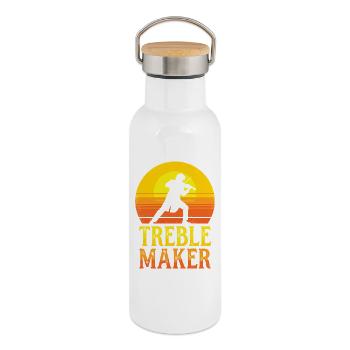 Créateur de jeux de mots Musicien Violoniste Homme - Gourde isotherme avec bouchon en bambou - blanc - Droite
