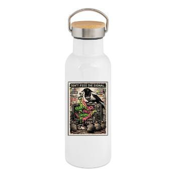 Ne nourrissez pas la critique de Signal Media - Gourde isotherme avec bouchon en bambou - blanc - Droite