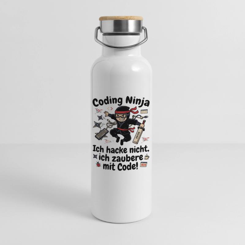Coder Ninja Programmierer Humor Thermosflasche mit Bambusdeckel