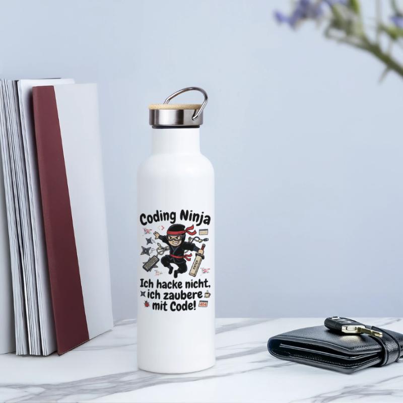 Coder Ninja Programmierer Humor Thermosflasche mit Bambusdeckel