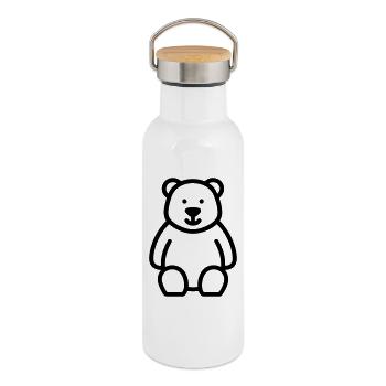 Bär - Thermosflasche mit Bambusdeckel - Weiß - Rechts