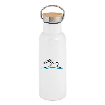 SCHWIMMEN - Thermosflasche mit Bambusdeckel - Weiß - Rechts