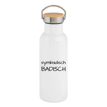 Symbadisch Badisch - Thermosflasche mit Bambusdeckel - Weiß - Rechts