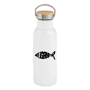 Rüganer Fisch - Rügen - Gourde isotherme avec bouchon en bambou - blanc - Droite