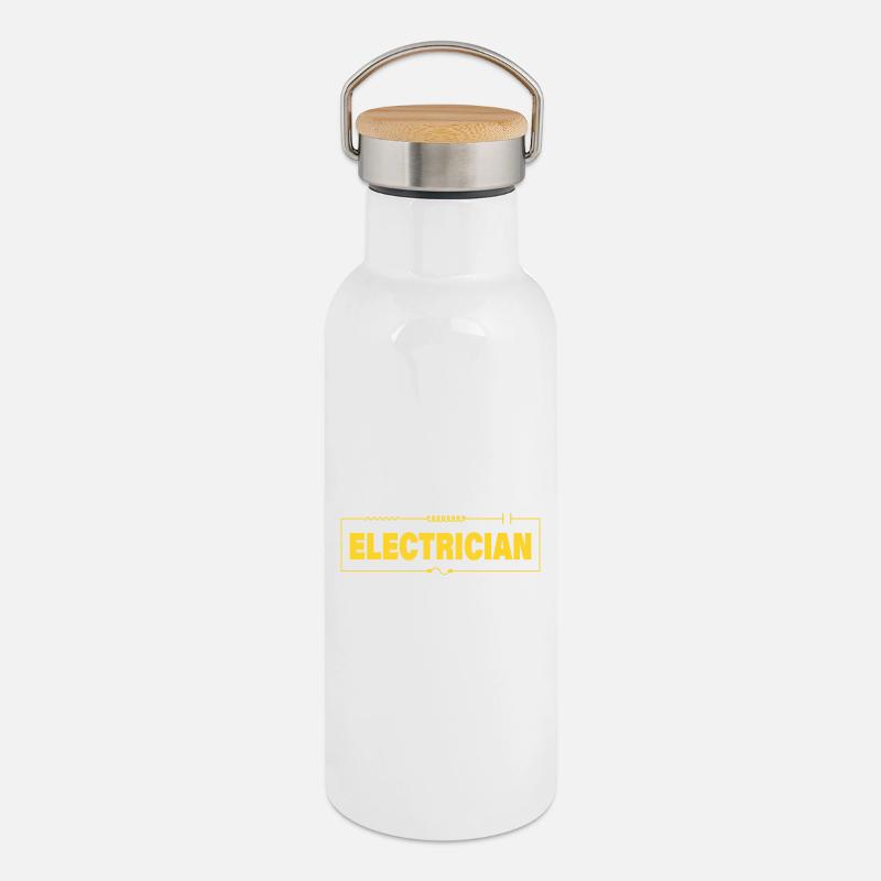 ELECTRICIAN - Thermosflasche mit Bambusdeckel - Weiß