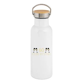 60th birthday 60 years - Thermal Bottle with Bamboo Lid - white - Right