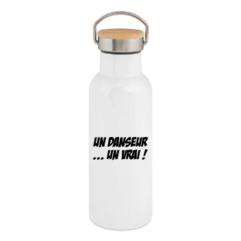 Un danseur… un vrai - Gourde isotherme avec bouchon en bambou - blanc - Droite