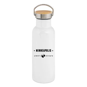 Minneapolis Minnesota Coordinates Planet Earth - Thermal Bottle with Bamboo Lid - white - Right