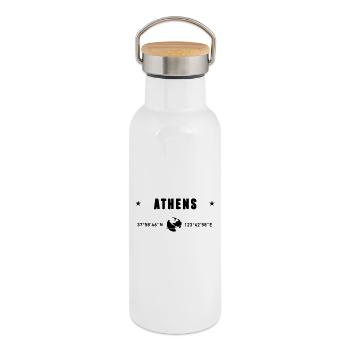 Athens Greece Coordinates Planet Earth - Thermal Bottle with Bamboo Lid - white - Right