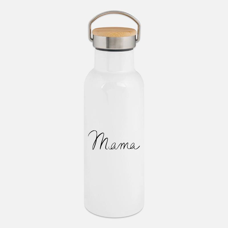 Mama - Thermosflasche mit Bambusdeckel - Weiß