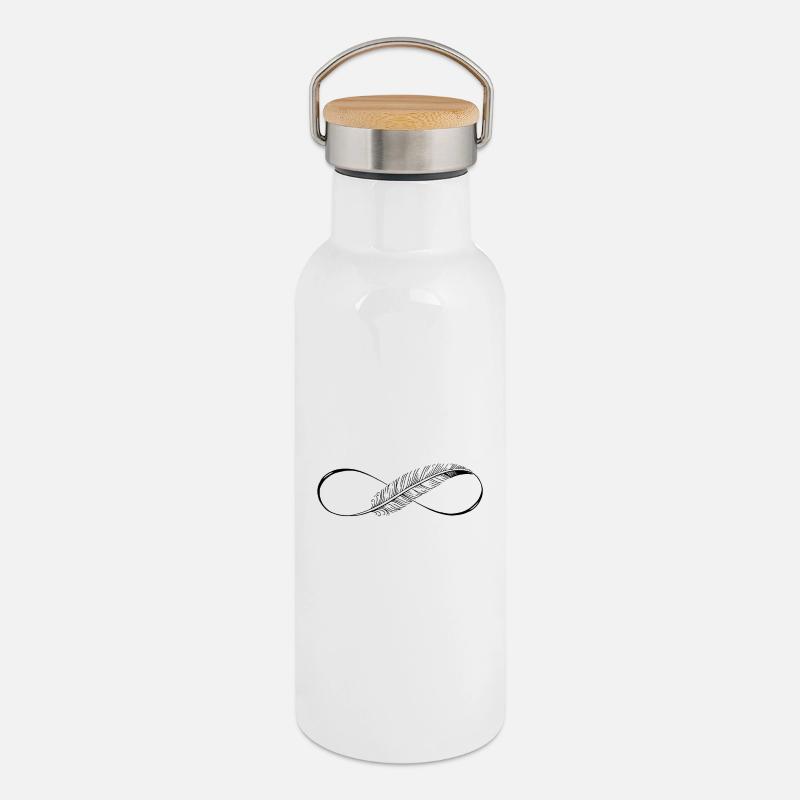 Cute Lines Infinity Spring - Thermal Bottle with Bamboo Lid - white