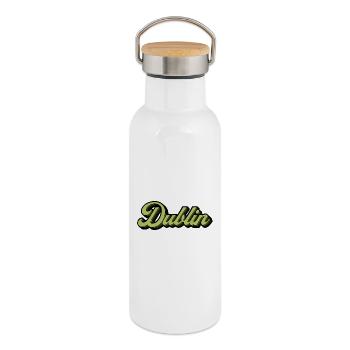 Dublin Retro Script in Lime - Thermosflasche mit Bambusdeckel - Weiß - Rechts