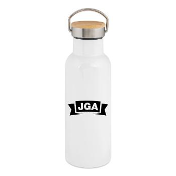 Emblème / Logo de l’enterrement de vie de garçon - Gourde isotherme avec bouchon en bambou - blanc - Droite