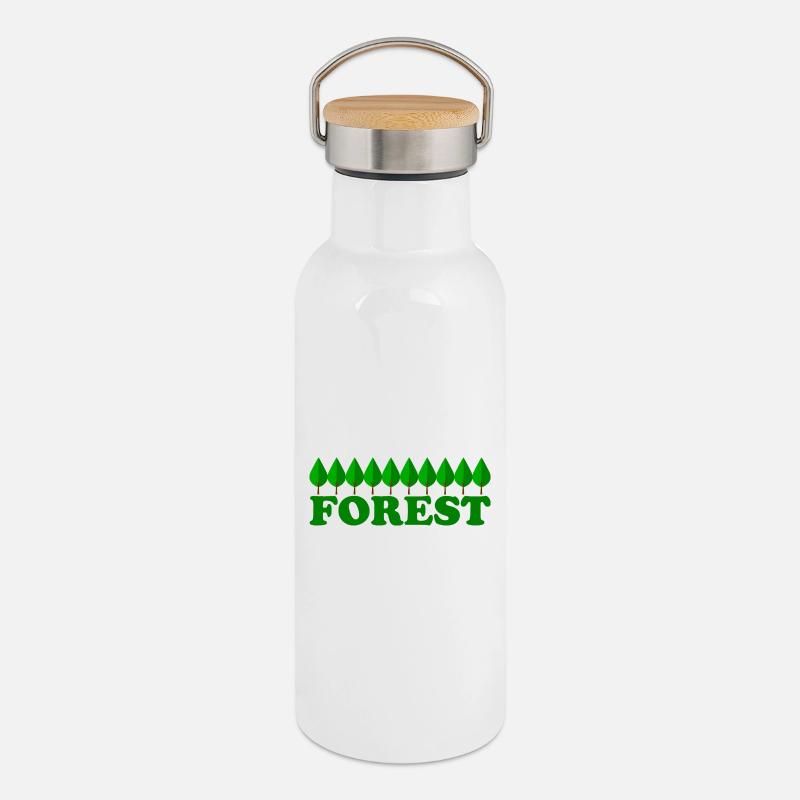 FOREST - Thermosflasche mit Bambusdeckel - Weiß
