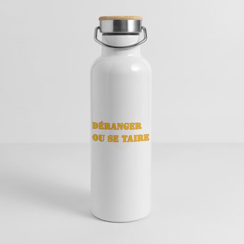 STÖREN ODER SCHWEIGEN. Thermosflasche mit Bambusdeckel